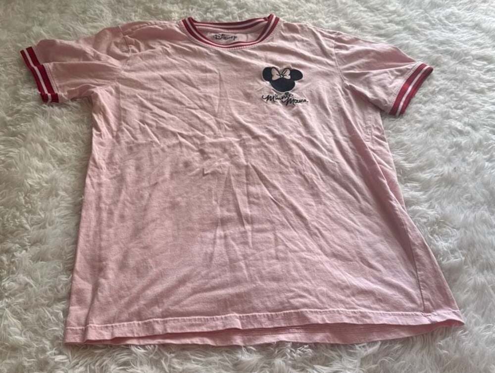 Disney Minnie Mouse‎ Pink Ringer T-Shirt Small